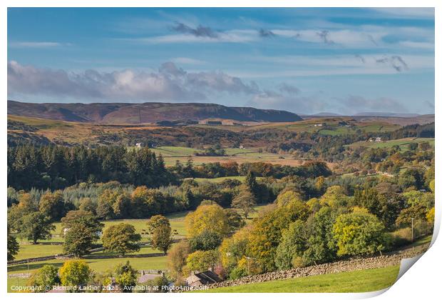 Teesdale in Autumn - Newbiggin to Cronkley Scar Print by Richard Laidler