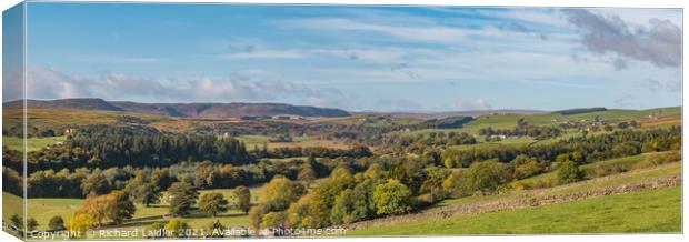 Teesdale Autumn Panorama - Newbiggin to Cronkley Scar Canvas Print by Richard Laidler