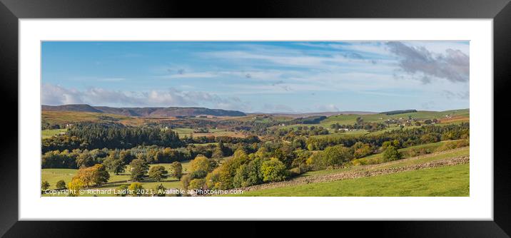 Teesdale Autumn Panorama - Newbiggin to Cronkley Scar Framed Mounted Print by Richard Laidler