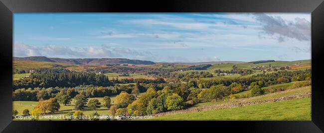 Teesdale Autumn Panorama - Newbiggin to Cronkley Scar Framed Print by Richard Laidler