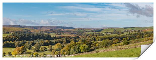 Teesdale Autumn Panorama - Newbiggin to Cronkley Scar Print by Richard Laidler