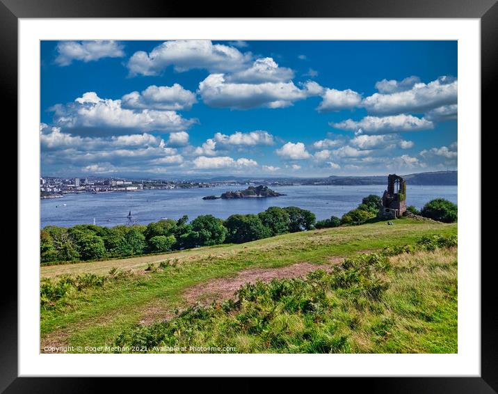 Drakes Island and Plymouth Sound  Framed Mounted Print by Roger Mechan