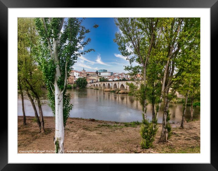 Bridge over the river Duero to Zamora, Spain Framed Mounted Print by Roger Mechan
