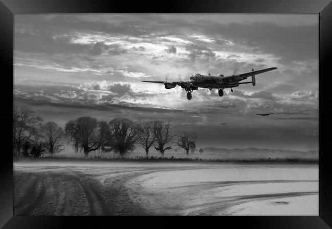 Lancasters morning return, B&W version Framed Print by Gary Eason
