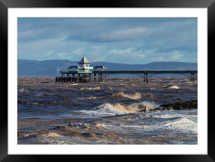 Clevedon Pier with choppy seas Framed Mounted Print by Rory Hailes