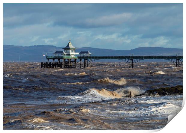 Clevedon Pier with choppy seas Print by Rory Hailes