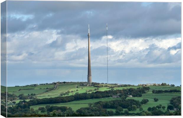 Emley Moor transmitter masts Canvas Print by Roy Hinchliffe