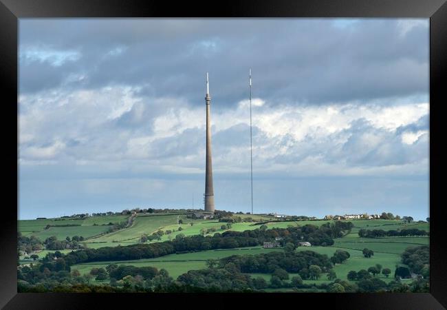 Emley Moor transmitter masts Framed Print by Roy Hinchliffe