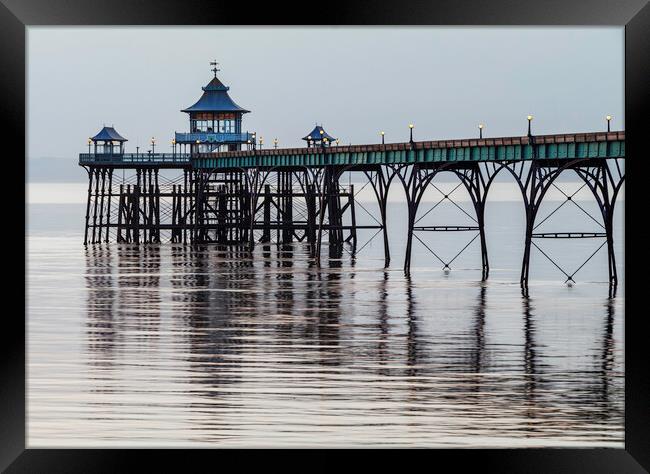 Clevedon Pier on a still evening Framed Print by Rory Hailes
