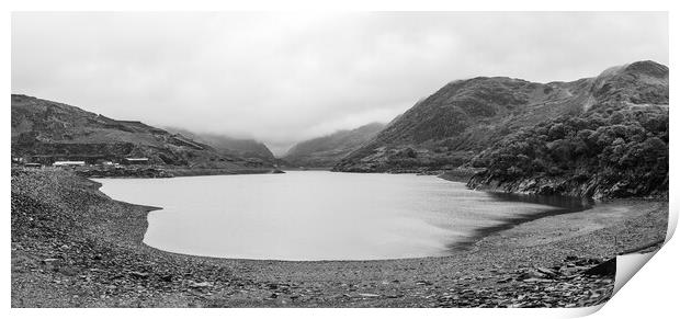 Llyn Peris in black and white Print by Jason Wells