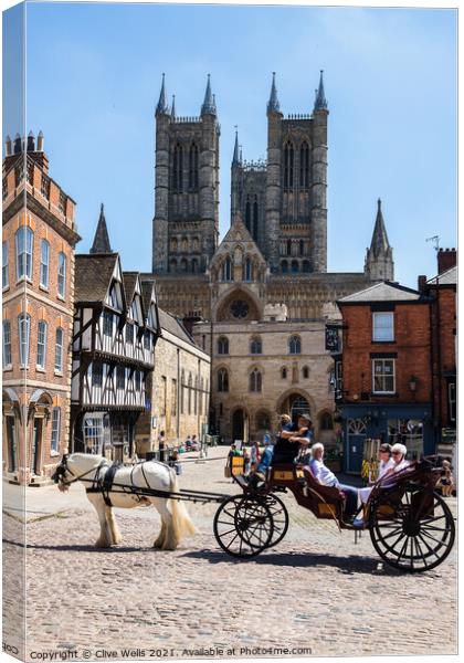 Towards Lincoln Cathedral Canvas Print by Clive Wells