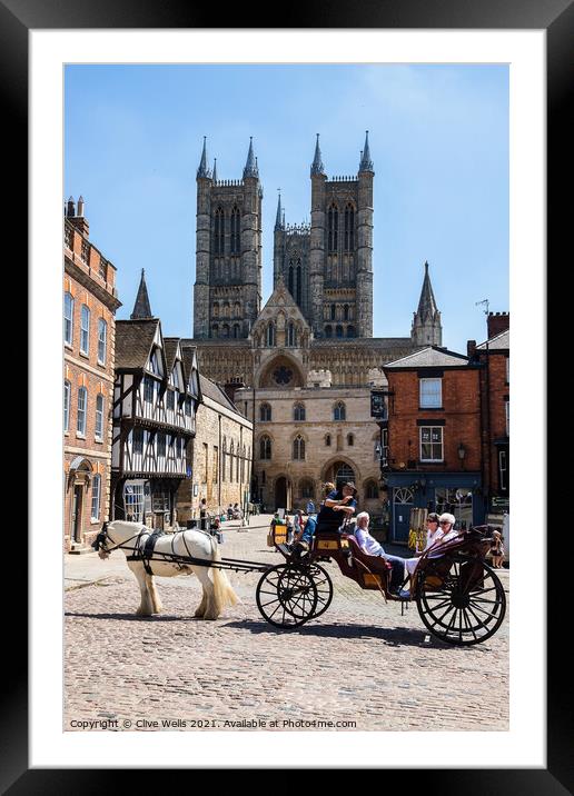 Towards Lincoln Cathedral Framed Mounted Print by Clive Wells