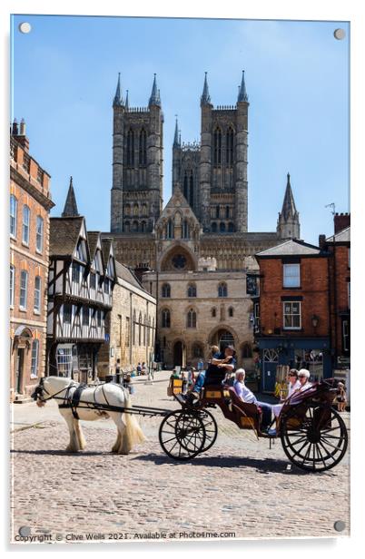 Towards Lincoln Cathedral Acrylic by Clive Wells