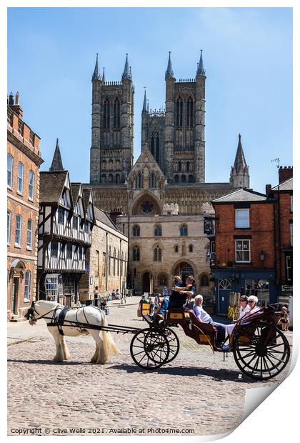 Towards Lincoln Cathedral Print by Clive Wells