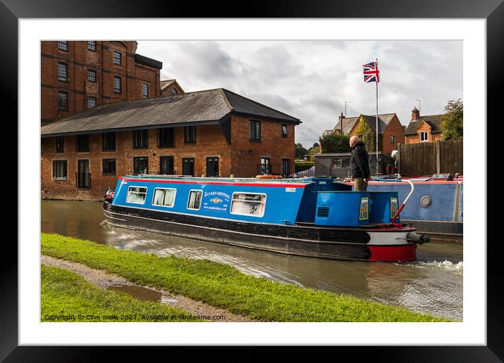 Narrow boat on the Grand Union Canal Framed Mounted Print by Clive Wells