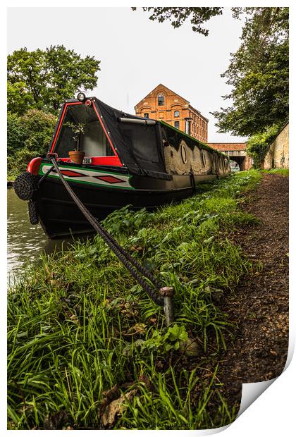 Moored narrowboat Print by Clive Wells