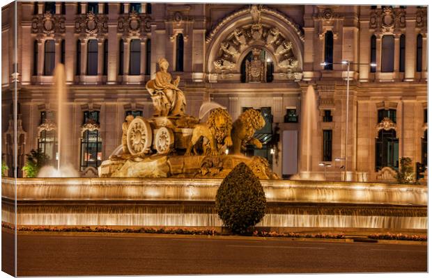Cibeles Fountain and Cybele Palace in Madrid Canvas Print by Artur Bogacki