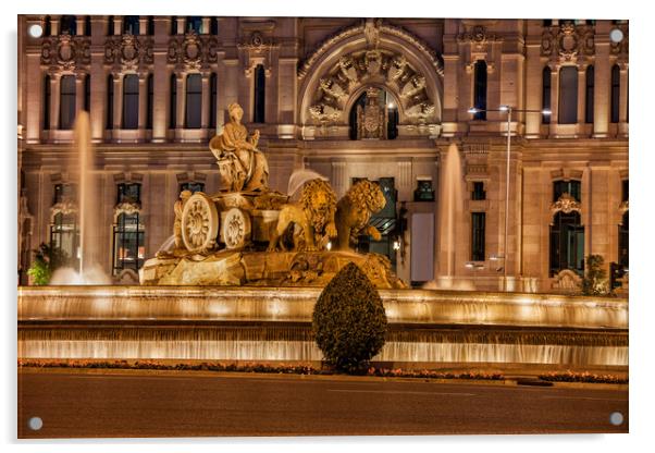Cibeles Fountain and Cybele Palace in Madrid Acrylic by Artur Bogacki