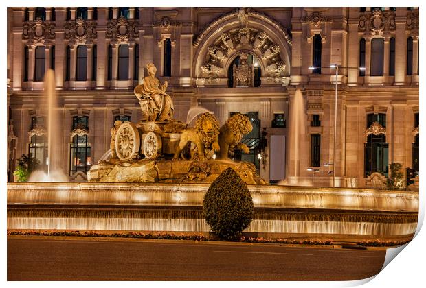 Cibeles Fountain and Cybele Palace in Madrid Print by Artur Bogacki