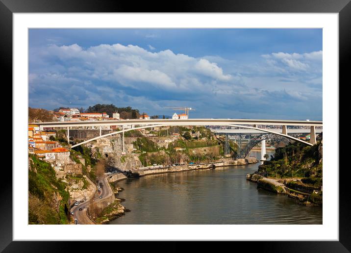 Bridges on Douro River in City of Porto Framed Mounted Print by Artur Bogacki