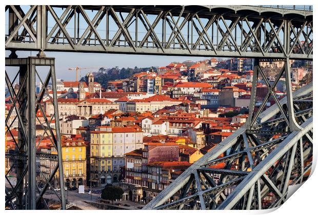 Old Town Of Porto Through Dom Luis I Bridge Print by Artur Bogacki