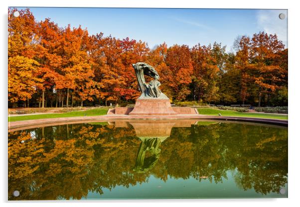 Chopin Monument in Autumn Lazienki Park in Warsaw Acrylic by Artur Bogacki