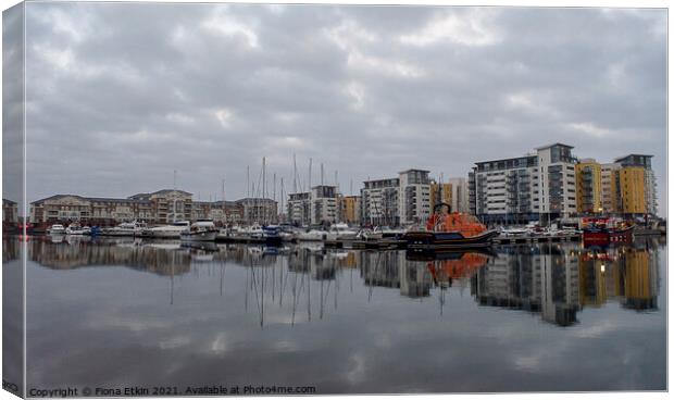 Sovereign Harbour Reflections Canvas Print by Fiona Etkin