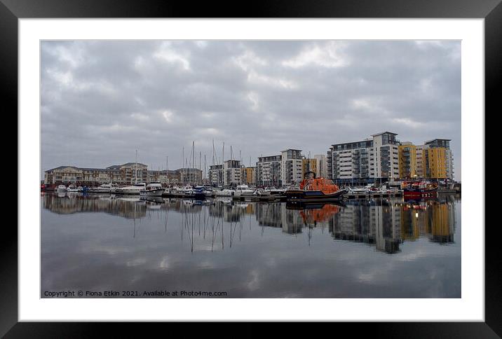 Sovereign Harbour Reflections Framed Mounted Print by Fiona Etkin