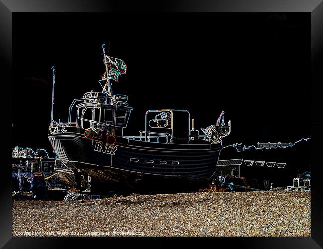 Hastings Glowing Fishing Boat Framed Print by Mark Ward