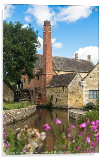Lower Slaughter Old Mill Acrylic by Heidi Stewart