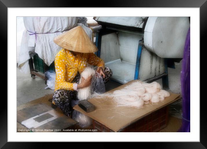 Mastering the Art of Rice Noodle Making Framed Mounted Print by Simon Marlow