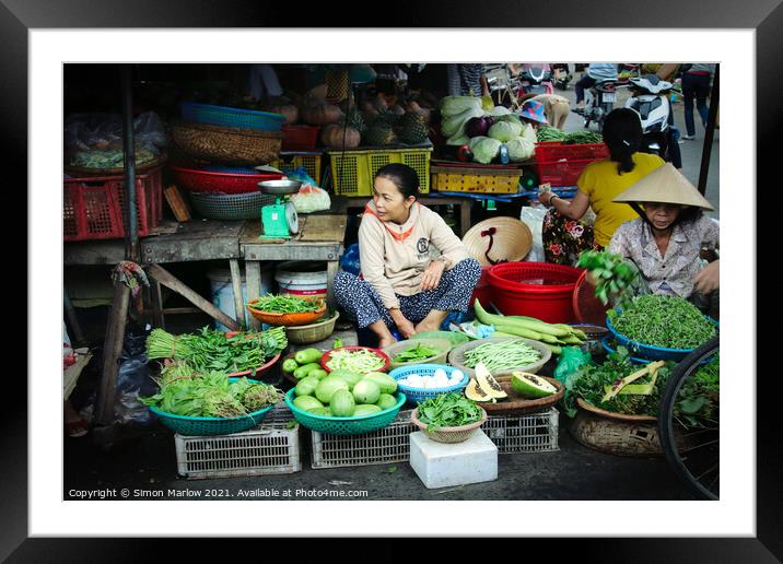 Vegetable market in Hoi An, Vietnam Framed Mounted Print by Simon Marlow