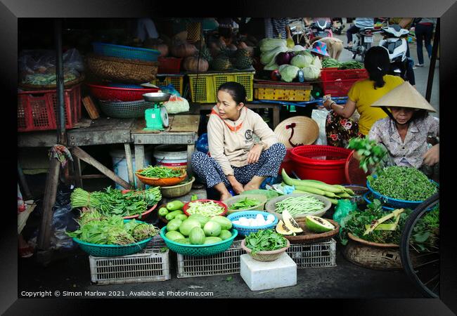 Vegetable market in Hoi An, Vietnam Framed Print by Simon Marlow