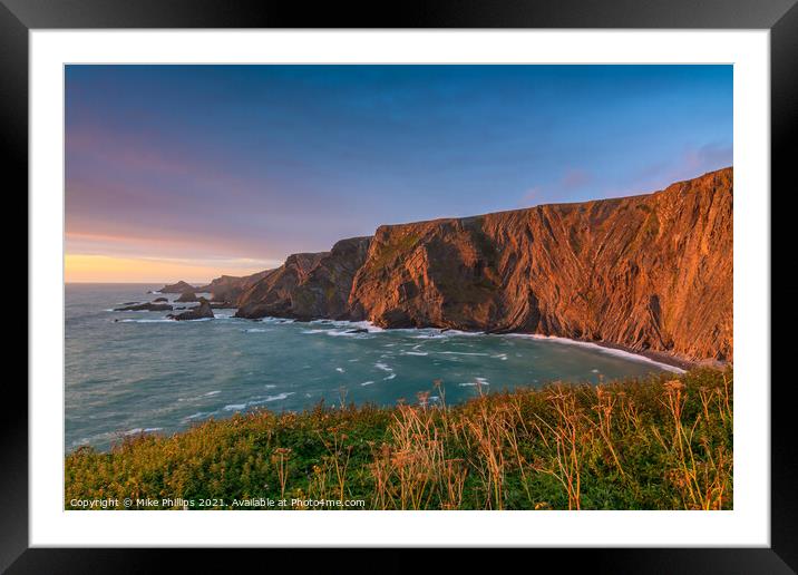 Warren Cliff at Hartland Quay, Devon Framed Mounted Print by Mike Phillips