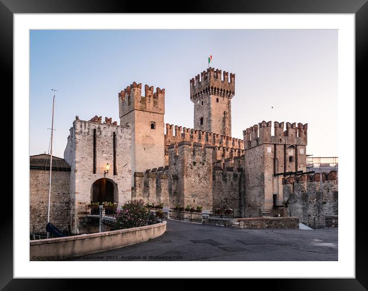 Sirmione Castle or Castello Scaligero or Rocca Scaligera Framed Mounted Print by Dietmar Rauscher