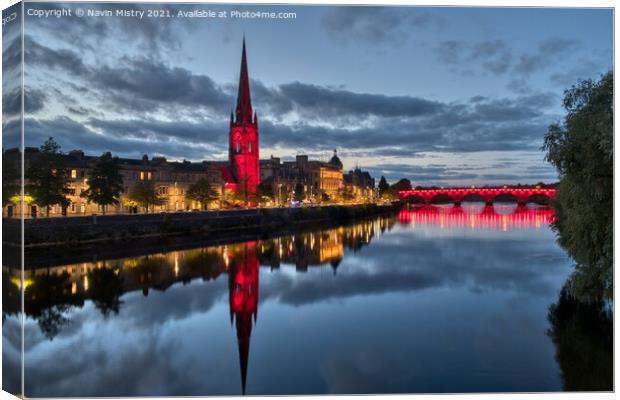 A view of Tay Street Perth and the River Tay  Canvas Print by Navin Mistry