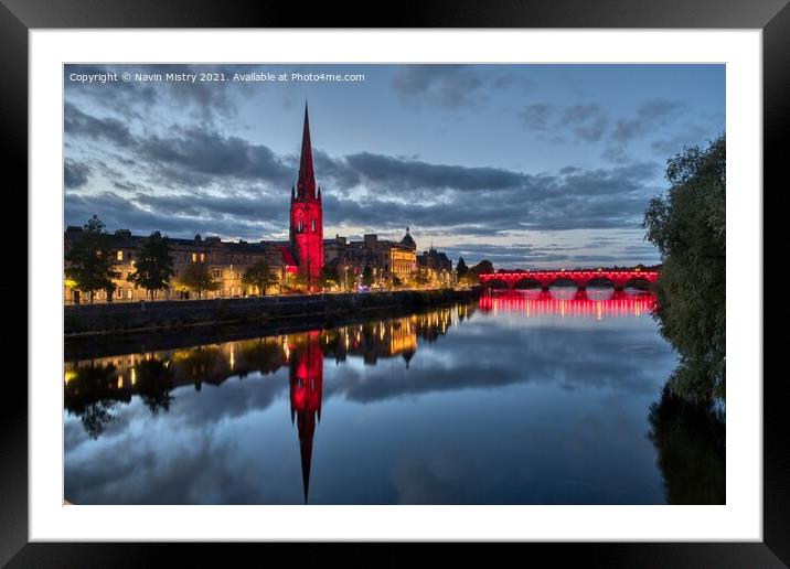 A view of Tay Street Perth and the River Tay  Framed Mounted Print by Navin Mistry