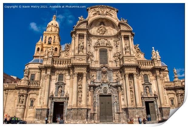 A view of The Cathedral of Murcia, Spain Print by Navin Mistry