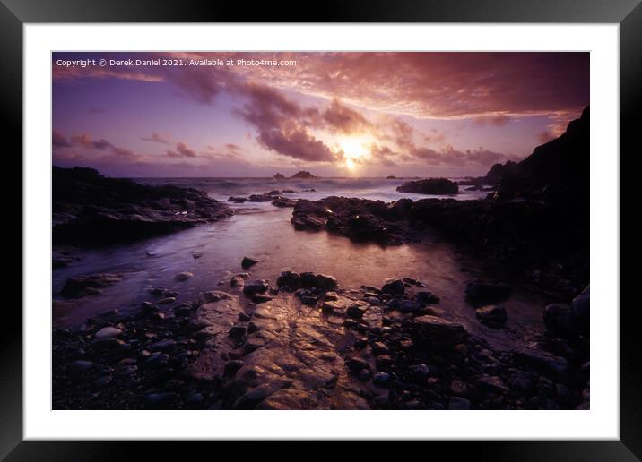 Majestic Sunset at Cape Cornwall Framed Mounted Print by Derek Daniel