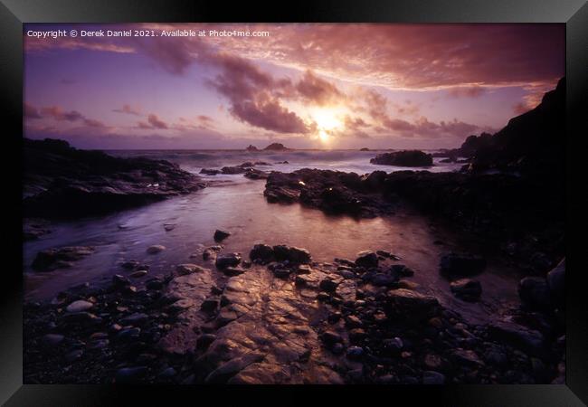 Majestic Sunset at Cape Cornwall Framed Print by Derek Daniel
