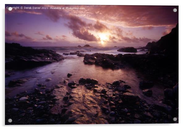 Majestic Sunset at Cape Cornwall Acrylic by Derek Daniel