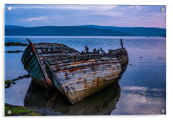 Dawn breaks across Salen Bay on Isle of Mull Acrylic by Angus McComiskey