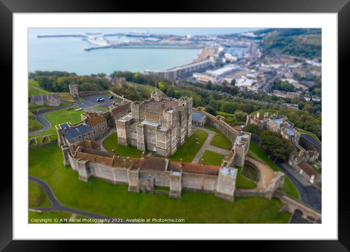 Dover Castle Tiltshift Framed Mounted Print by A N Aerial Photography