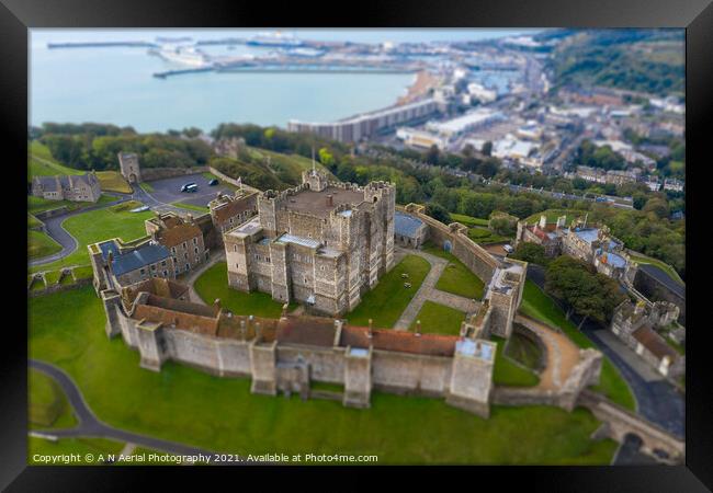 Dover Castle Tiltshift Framed Print by A N Aerial Photography