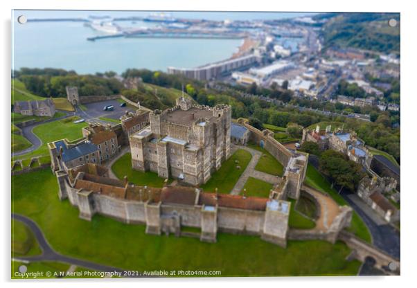 Dover Castle Tiltshift Acrylic by A N Aerial Photography