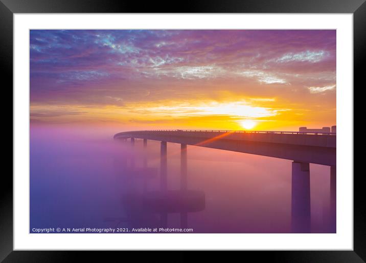 Into the mist Framed Mounted Print by A N Aerial Photography
