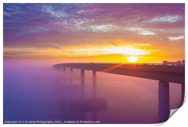 Into the mist Print by A N Aerial Photography