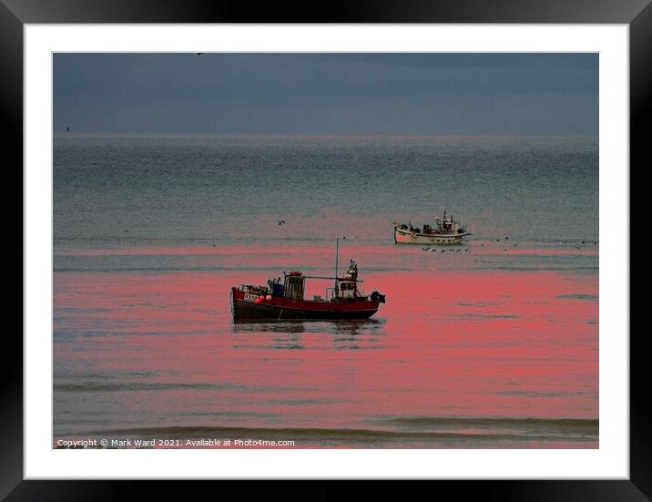 Glowing Fishing Boats.  Framed Mounted Print by Mark Ward