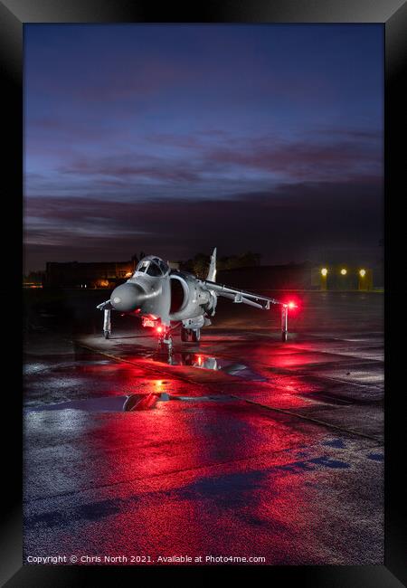 Sea Harrier Night Operations. Framed Print by Chris North