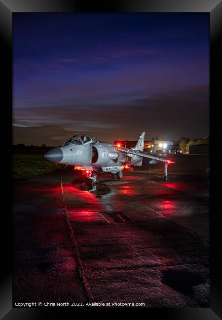 Sea Harrier Night Operations. Framed Print by Chris North